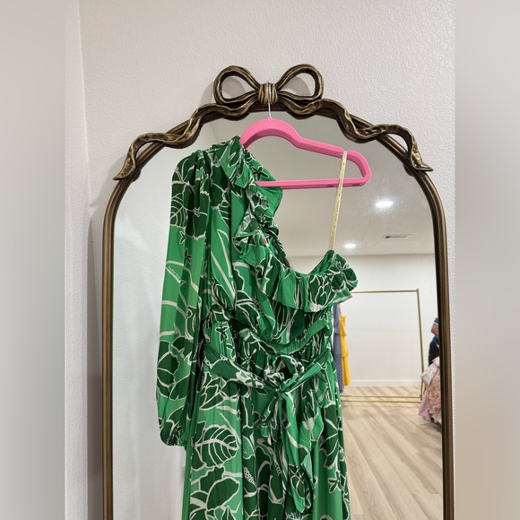 Farm Rio x Anthropologie Printed One-Shoulder Green Floral Ruffle Dress - Picture 6 of 9
